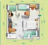 Tipe 2 Bedroom Corner in Kaliana Apartemen