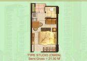 Tipe Owen (Studio) in Green Lake View Apartment