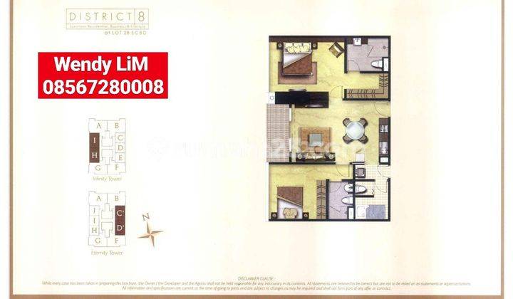 APARTEMEN DISTRICT 8 TYPE 105 SQM [2BR] , iDR 7,3M [NEPIS] 2