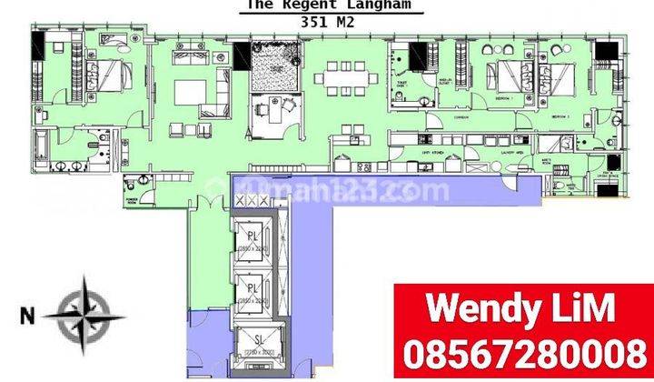 APARTEMEN THE LANGHAM RESIDENCES sz. 351 SQM [3+1BR], IDR 37M ((CASH 24x)) 2