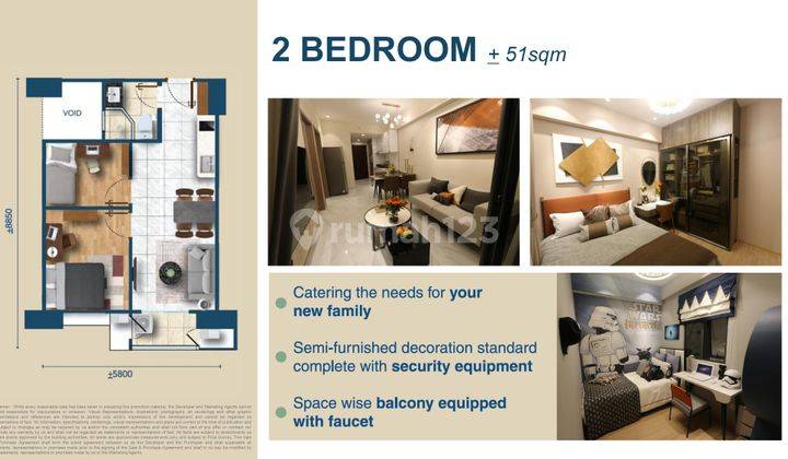 Apartemen Sky House BSD+, Tower Kensington, Type 2BR 2