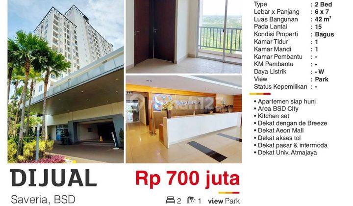 JUAL CEPAT APARTMENT SAVERIA BSD 1