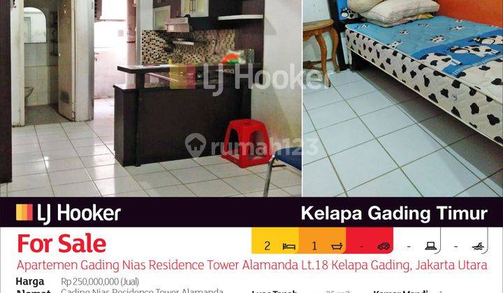 Apartemen Gading Nias Residence Tower Alamanda Lt.18 Kelapa Gading, Jakarta Utara 2