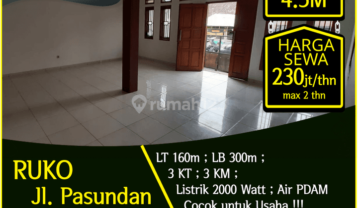 Ruko Jalan Pasundan Lb 300m, Lokasi Strategis!! 1