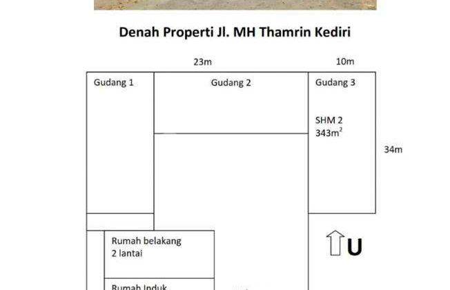 Rumah dan Gudang Moh. husni Thamrin Pusat Kota Kediri Strategis 2