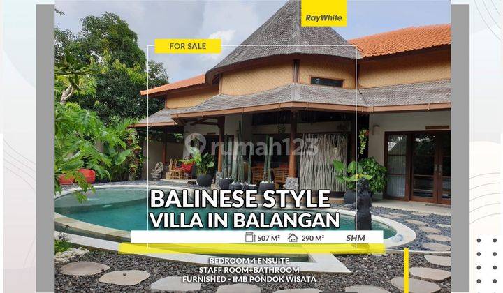 Balinese style Villa With Tropical Garden in Balangan For Sale 1