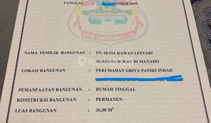 Rumah Minimalis Strategis Bagus di Griya Paniki Indah Manado 2