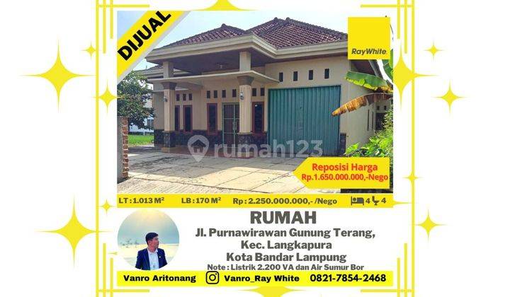 Rumah Murah Luas Tanah 1013 m2 di Gunung Terang Langkapura 1