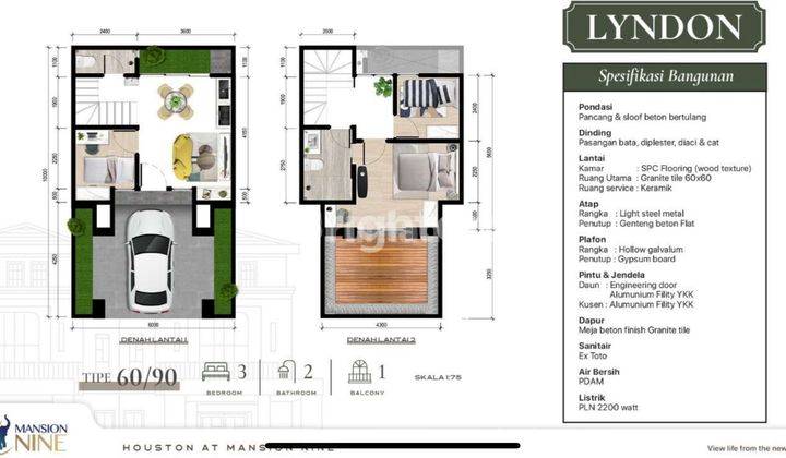 RUMAH BARU TIPE LYNDON DI MANSION NINE SURABAYA DEKAT JLLB, G-WALK, RADIAL ROAD 2