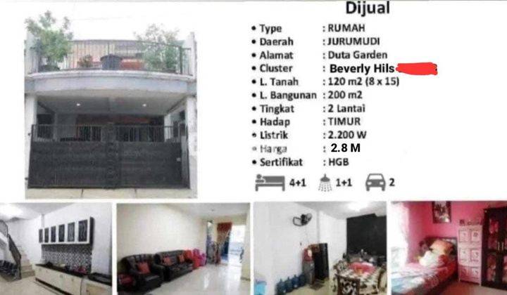 RUMAH 2 LANTAI DUTA GARDEN CLUSTER BEVERLY HILLS 1