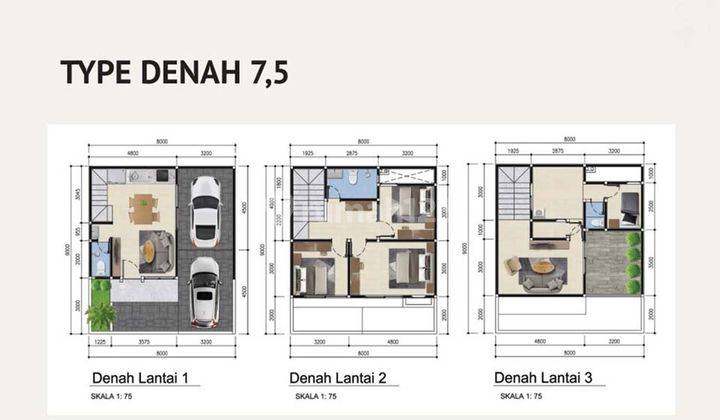 Rumah Cluster 3 Lantai DP0% Dekat TOL Bambu Apus Cipayung 2