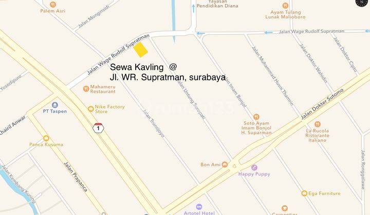 murahhhh !!!! kavling sewa @ wr.supratman, surabaya pusat 1