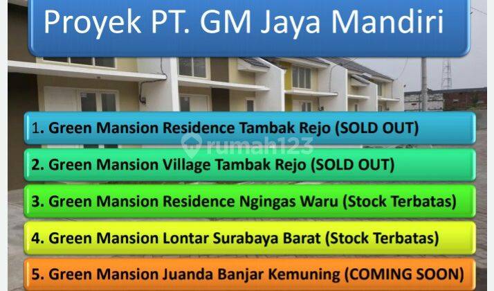 A.44.Rumah GREEN MANSION BANJAR KEMUNING di SURABAYA SELATAN - STOCK TINGGAL SEDIKIT - STRATEGIS dekat MERR dan OERR (GRADE A+++) 2