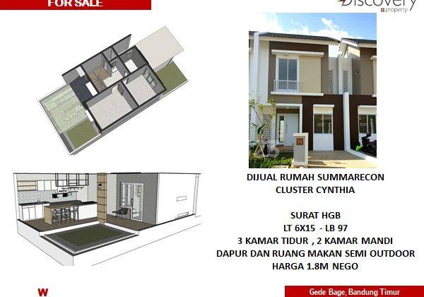 Rumah Baru diCluster Cynthia Summarecon Bandung Akses Mudah Dijangkau Dekat dengan Kawasan Ruko Magna 2