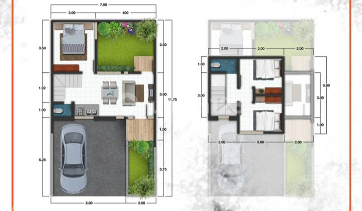Rumah design town house carport muat 2 mobil harga terjangkau 2