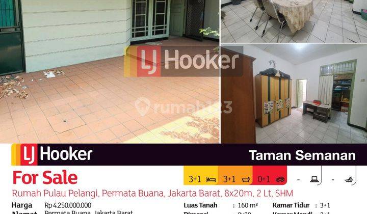 TURUN HARGA 4,25M --> 3,7M NEGO.MURAAH.Rumah Permata Buana Pulau Pelangi uk 8x20 2