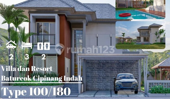 Villa Resort Cantik termegah ternyaman halaman Luas  Mewah type 100/180