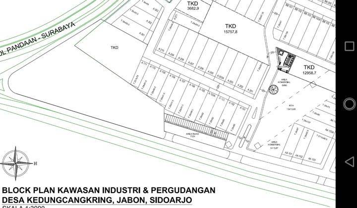 Tanah di KOMPLEKS TANAH INDUSTRI KEDUNGCANGKRING, Sidoarjo SHM 2.500 m² 2