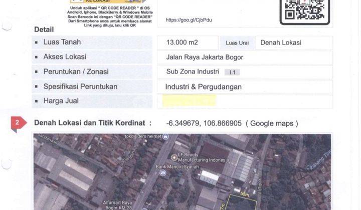 Tanah Lahan Kosong DI Pasar Rebo Untuk Industri (Bt) 1