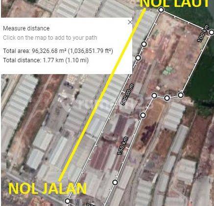 Tanah di Tambak Langon, Surabaya, Nol Jalan Nol Laut, 9 ha, Lebar 110 m, Strategis 2