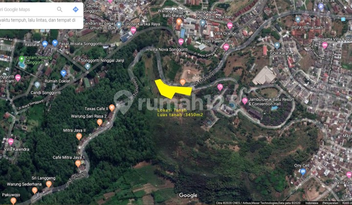 Cheap, spacious land with road access in Jambuluwuk, Batu City.