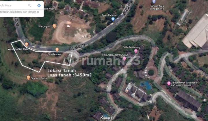 Cheap, spacious land with road access in Jambuluwuk, Batu City.