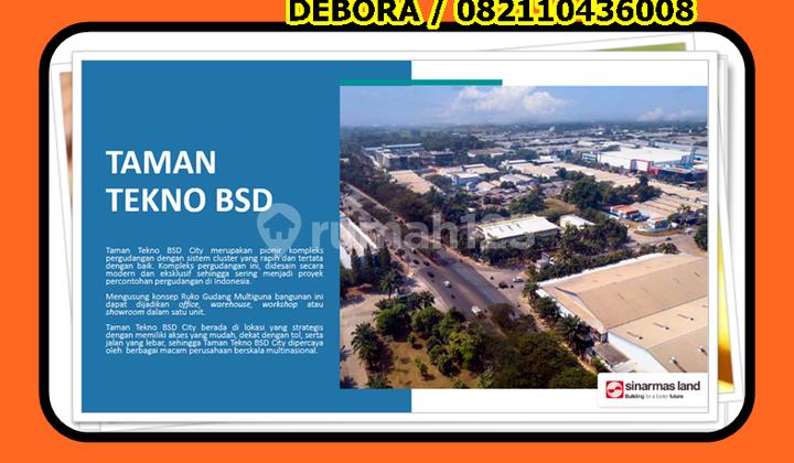 KAVLING GUDANG - HOOK - TAMAN TEKNO BSD - 699 m - Dekat TOL - Lokasi Strategis 