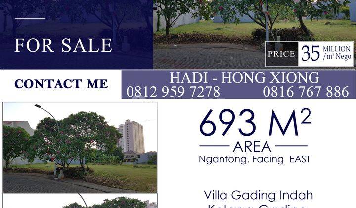 DIJUAL Kavling Villa Gading Indah-Kelapa Gading. 10 Menit ke MOI 1