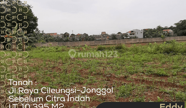 Dijual tanah pinggir jalan raya cileungsi-jonggol ,cocok untuk perumahan,lebar depan untuk jalan masuk 8 meter. 1