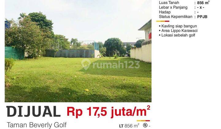 JUAL CEPAT KAVLING LIPPO KARAWACI TAMAN BEVERLY GOLF 1