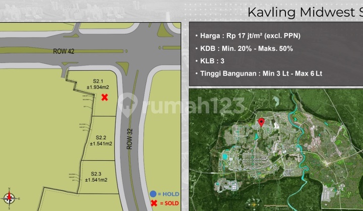 Mid West S2 Plot, BSD City - South Tangerang