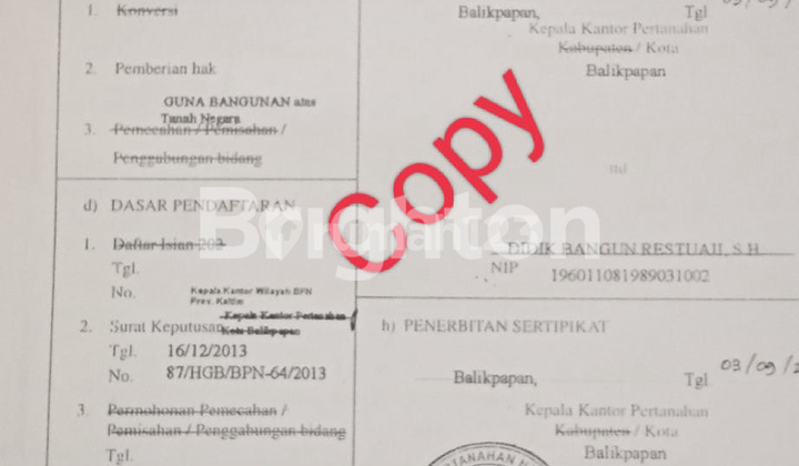 BALIKPAPAN,TANAH DI KM 1 3