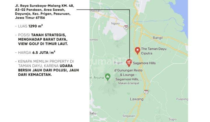 990. Tanah Kavling Murah Taman Dayu Pasuruan Jawa Timur 2