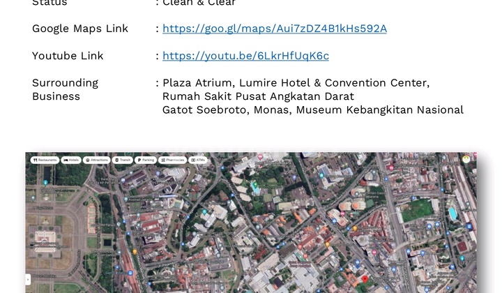 Senen Land Suitable for Office, Hotel, School, Hospital, Commercial