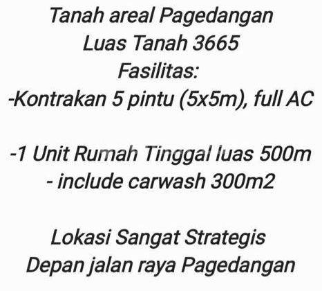 Tanah Luas sekitar 3665 m2 di Pagedangan, Tangerang Banten 2