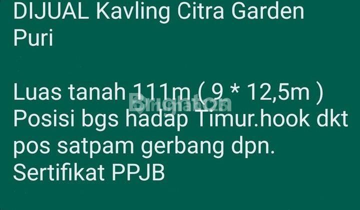 KAVLING HOOK CITRA GARDEN PURI LUAS TANAH 111 M 2