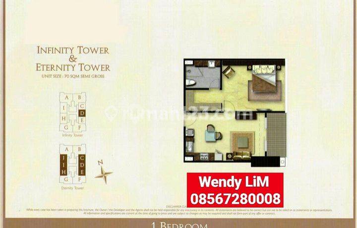 DISTRICT 8 At SCBD TYPE 1 BR - 70 SQM [ TIMUR ] , IDR. 4 M (( FOR SELL ))