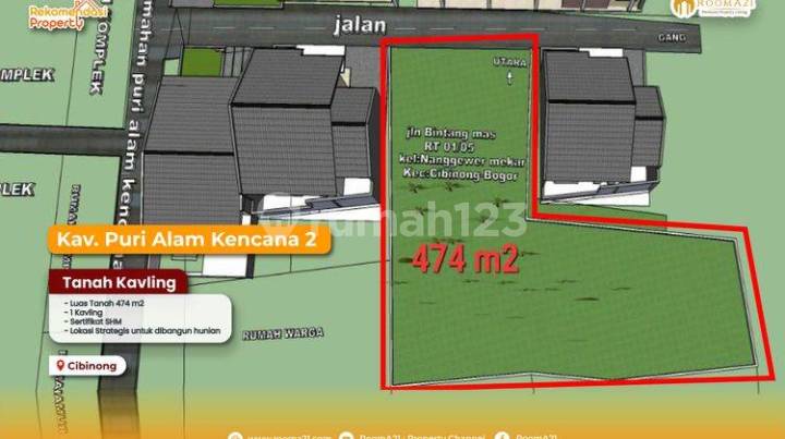 Dijual Tanah Kavling di Cibinong, Puri Alam Kencana 2, Bogor