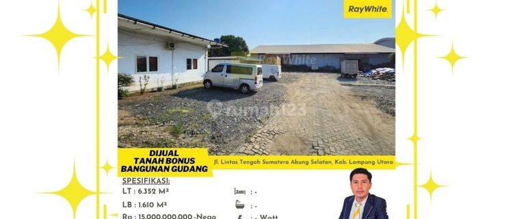 Gudang Tanah 6352m2 dgn bangunan 1610m2 di Abung Selatan Lampung Utara 1