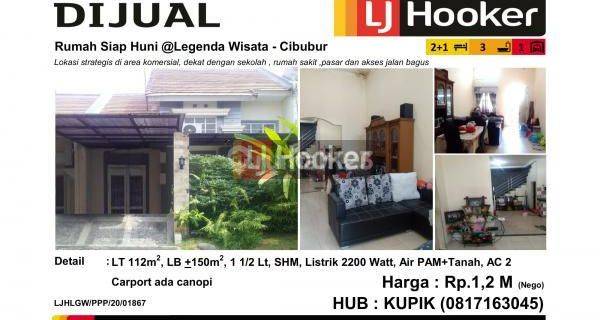 Dijual Rumah Siap Huni @Legenda Wisata Cibubur 1