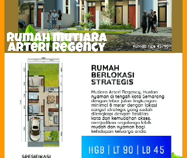 PERUMAHAN CLUSTER TENGAH KOTA di GAJAH RAYA Mutiara Arteri Regency .JALAN PERUMAHAN LEBAR . 1