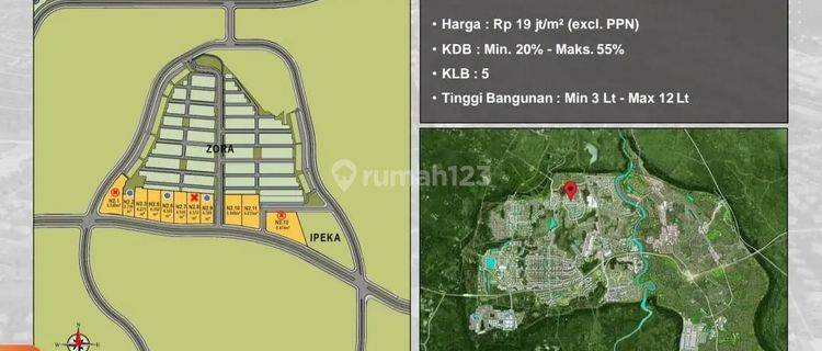 Kavling komersil CBD BSD dekat IPEKA dan the Zora - 2.750m2 sd 6.231m2 1