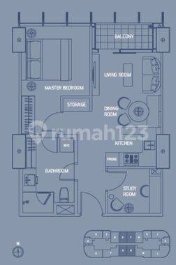 1 BEDROOM + STUDY