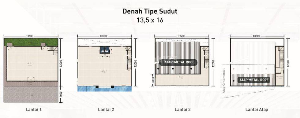 Tipe Sudut ( 13,5 x 16 )