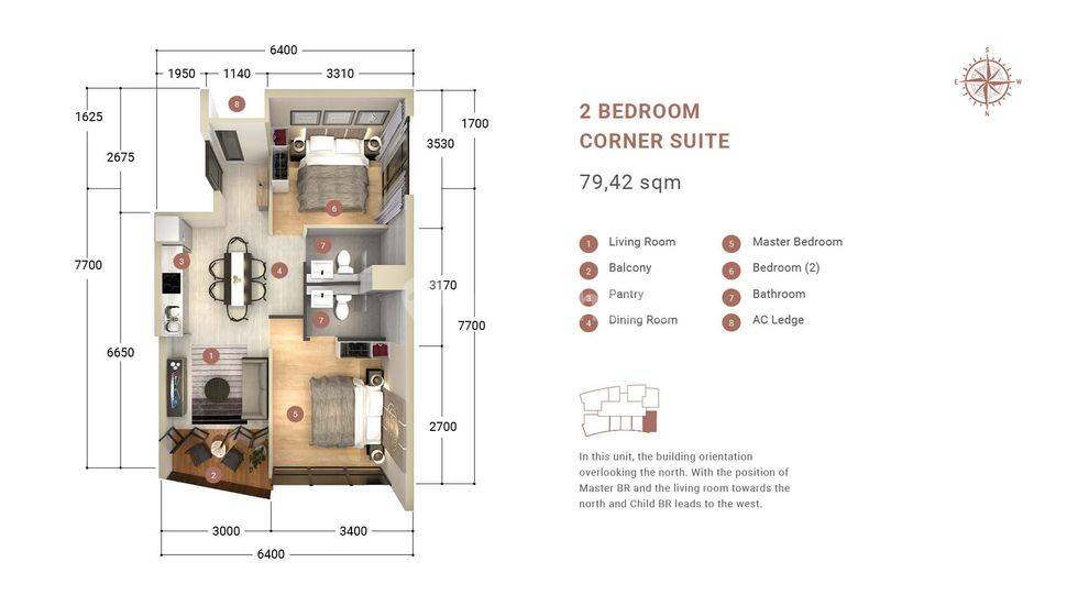 2 BEDROOM CORNER SUITE