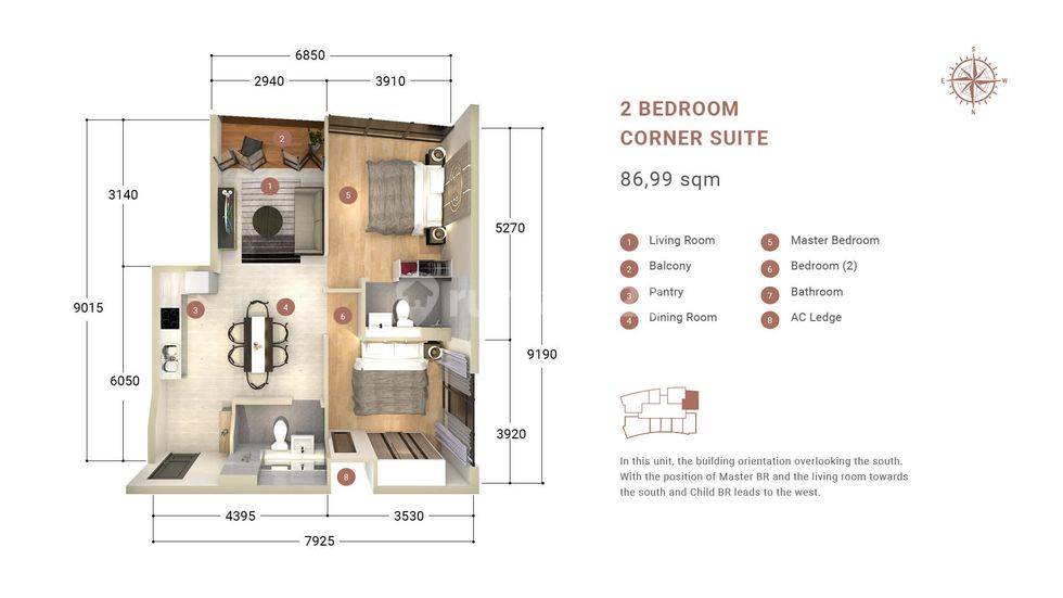 2 BEDROOM CORNER SUITE