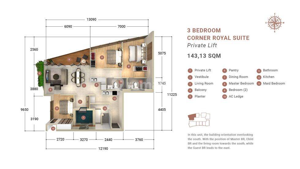 3 BEDROOM CORNER ROYAL SUITE