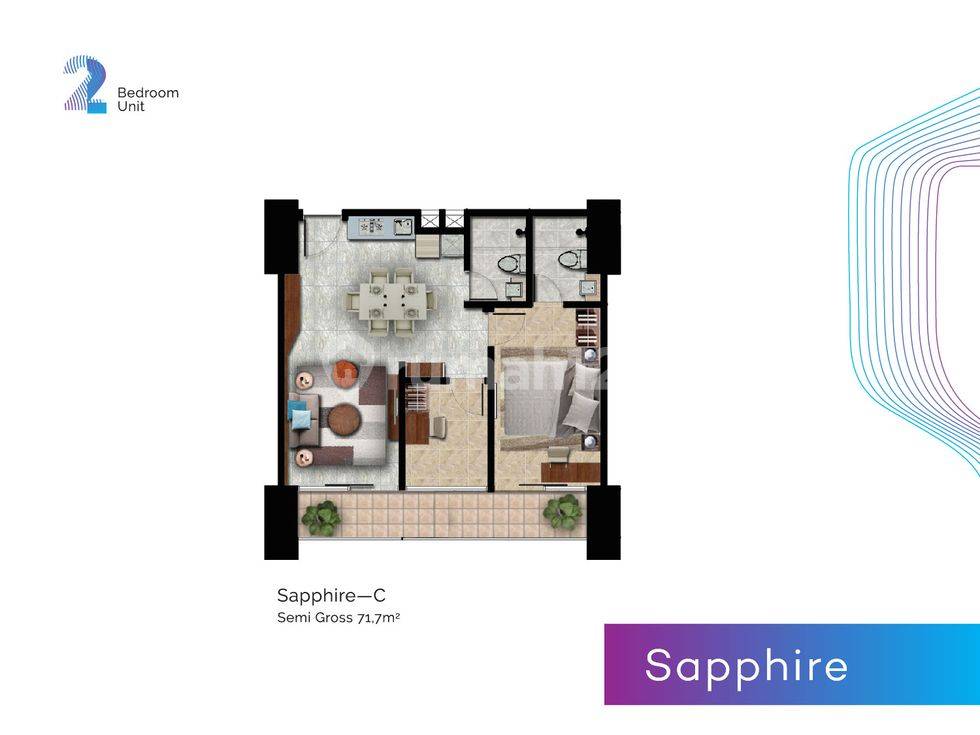 2 Bedroom = Sapphire