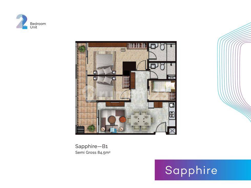 2 + 1 Bedroom = Sapphire B