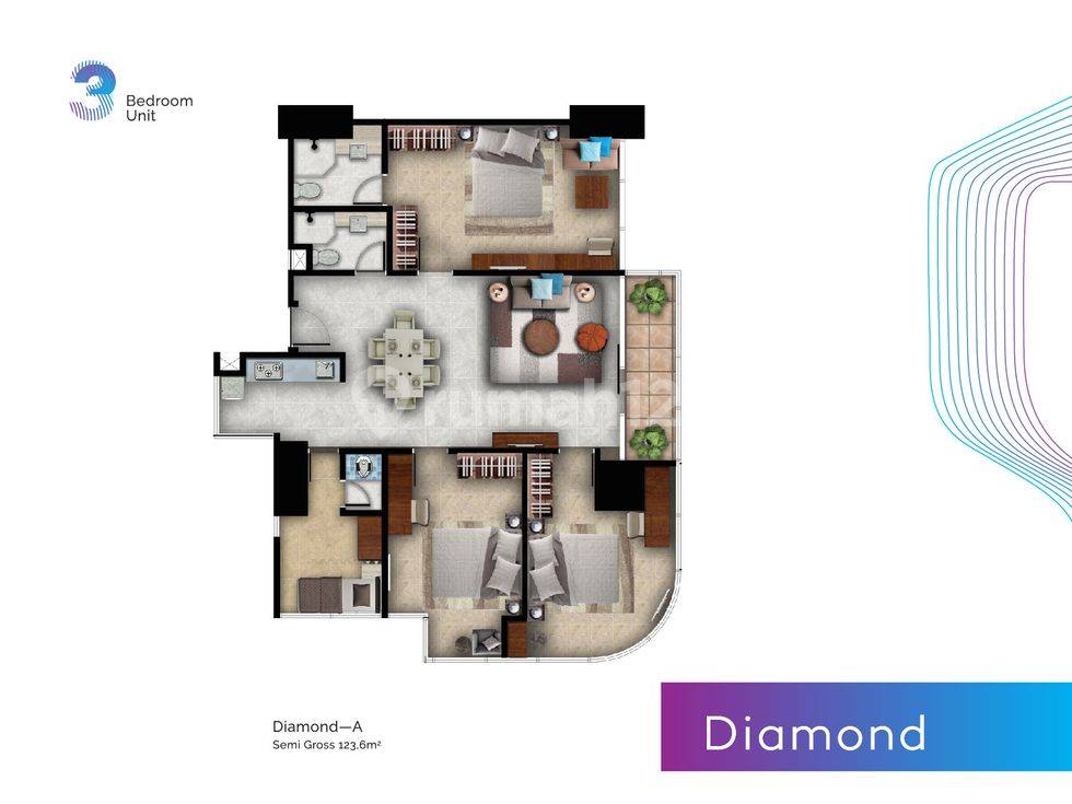 3 Bedroom = Diamond (Corner)